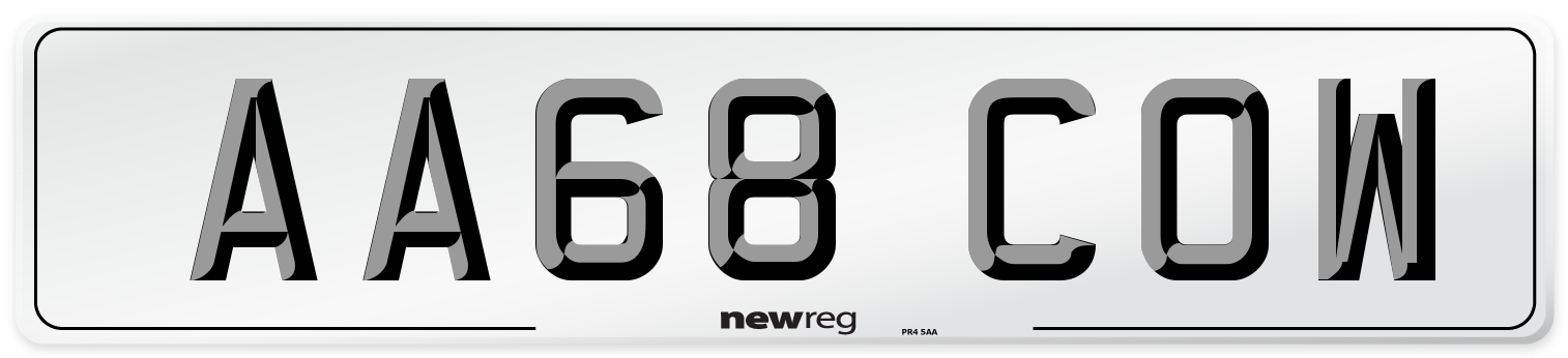 AA68 COW Number Plate from New Reg